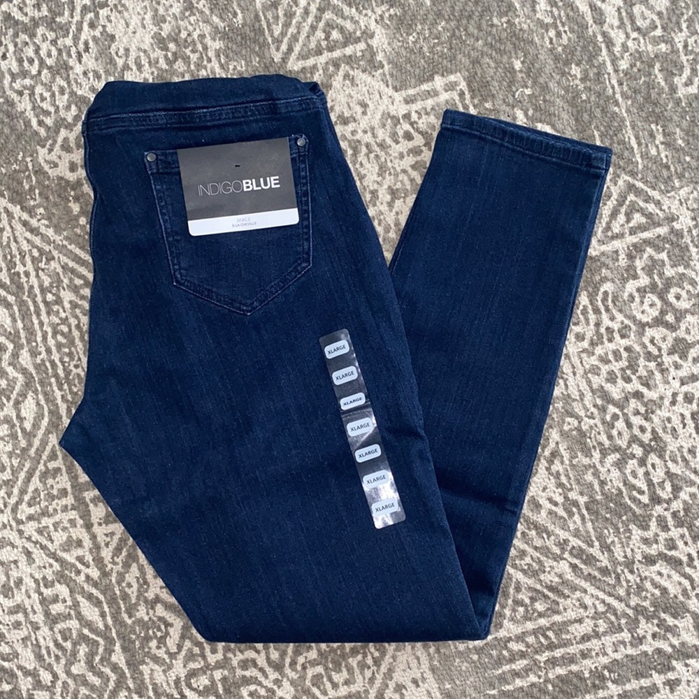Maternity Jeans‎ Skinny Ankle Dark blue Classic Jeggings Stretch